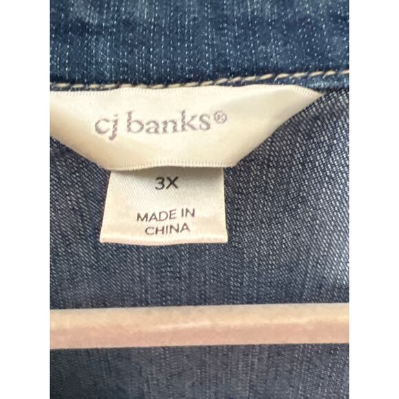 CJ Banks size 3X denim jacket large interior pocket button up outdoor walking - Picture 8 of 12